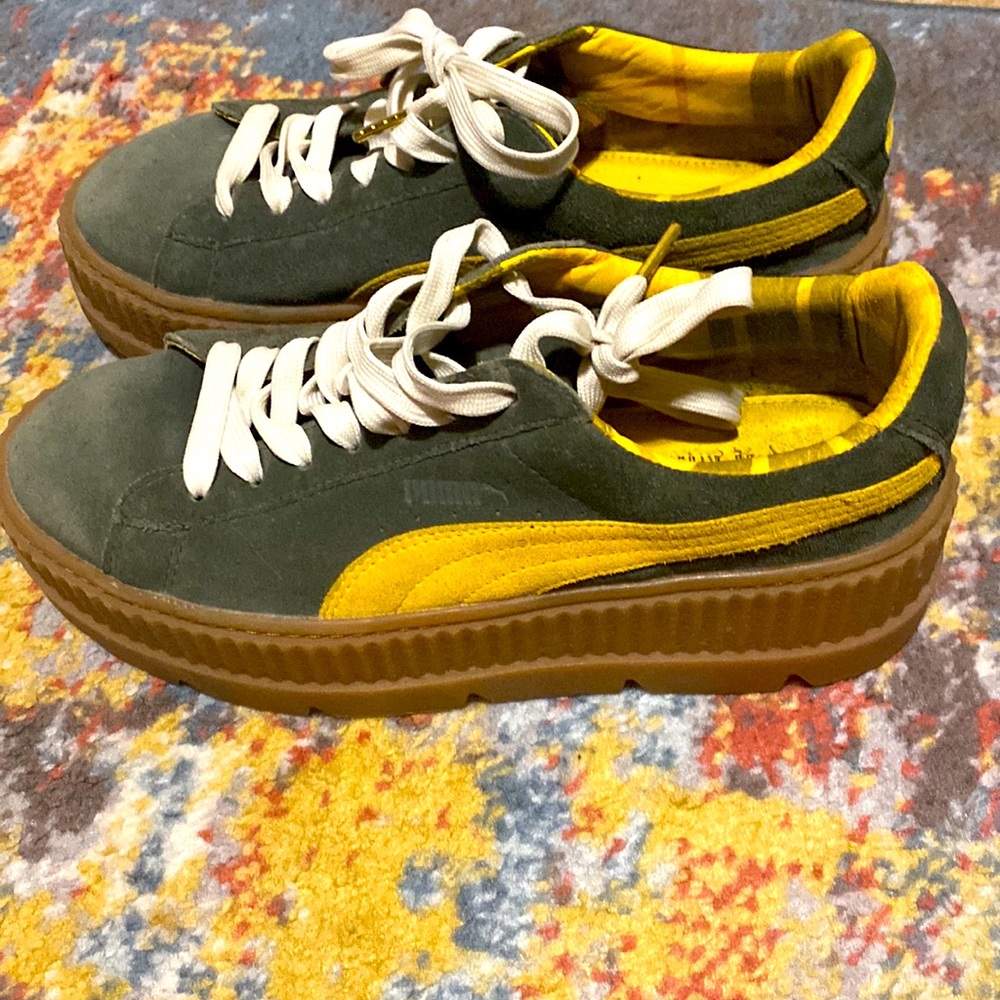 Fenty Rhianna green/yellow platforms size 9